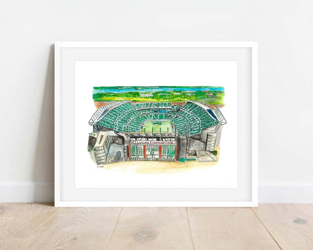 Philadelphia Eagles Stadium Art Print, NFL Watercolor Art Print