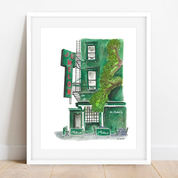 J G Melon (side view) Art Print, Upper East Side Art, NYC Art Print, New York City Wall Art, New York Watercolor Print