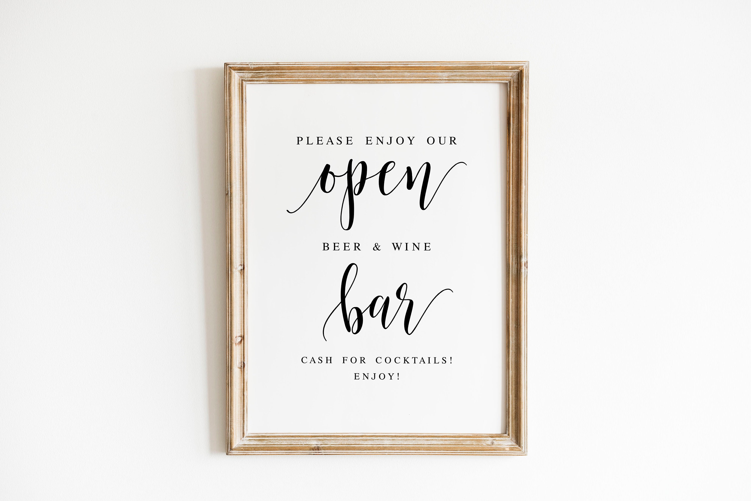 Please Enjoy Our Open Beer and Wine Bar, Cash for Cocktails Sign, Wedding  Open Bar Sign, Wedding Printables, Wedding Decor Sign, Bar Signs 