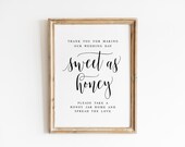 Thank You For Making Our Wedding Day Sweet As Honey, Please Take A Honey, Wedding Signs, Wedding Favors Sign, Wedding Decor Sign, Printable