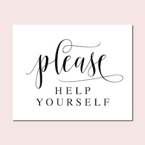 Please Help Yourself Wedding Sign: Minimalist Reception Decor (Digital Download)