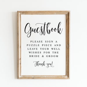 Guestbook Sign, Please Sign A Puzzle Piece And Leave Your Well Wishes, Puzzle Guestbook Sign, Wedding Signs, Wedding Prints, Wedding Decor