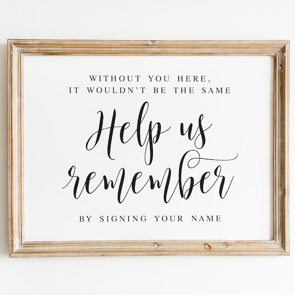 Without You Here It Wouldn't Be The Same, Wedding Signs, Please Sign Our Guest Book, Wedding Sayings, Help Us Remember By Signing Your Name