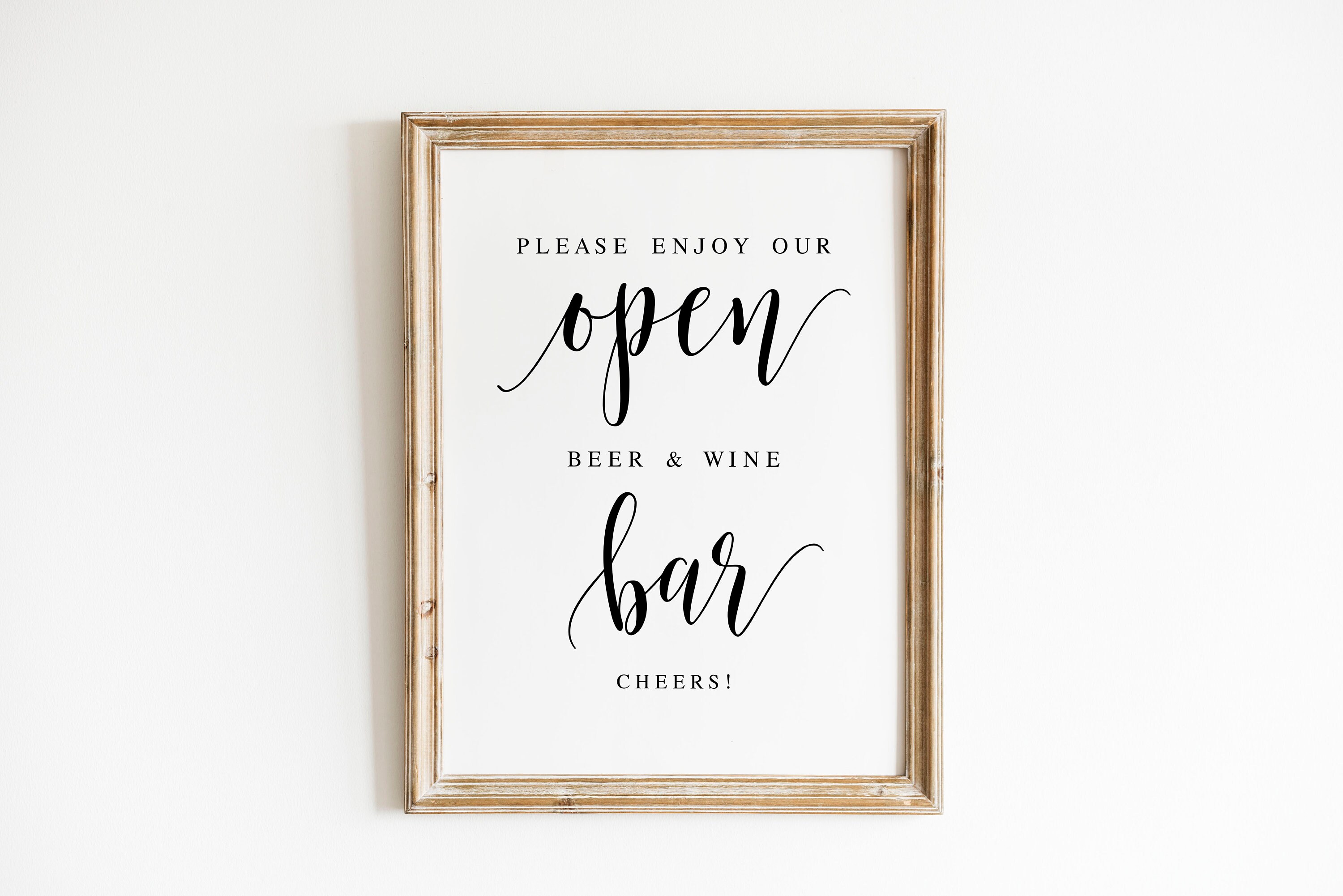 Wedding Open Bar Sign: Beer Wine Bar Printable (digital Download