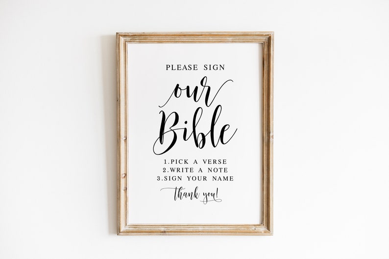Please Sign Our Bible Wedding Signs Wedding Decor Sign Etsy