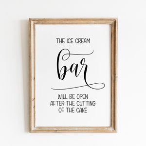 Ice Cream Bar Wedding Sign: Elegant Reception Decor (Digital Download)