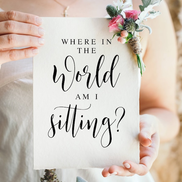 Where In The World Am I Sitting, Modern Minimalist Wedding Signs, Wedding Reception Signs, Wedding Seat Sign, Seating Chart Printable