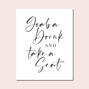 Wedding Reception Sign: Modern Minimalist Bar Sign (Digital Download)