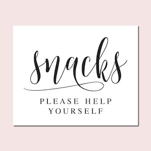 Snacks, Please Help Yourself, Wedding Signs, Wedding Decor, Snack Bar Sign, Wedding Signage, Wedding Reception Signs, Snack Sign For Wedding