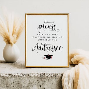 Please Help The Busy Graduate By Making Yourself Addressee, Graduation Signs, Leave Your Name On Envelope, Graduation Signage, Graduate Sign