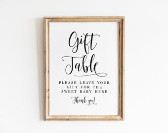 Gift Table Sign, Leave Your Gift for the Sweet Baby, Baby Shower Sign ...