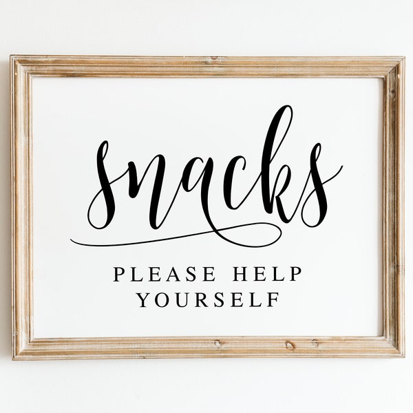 Snacks, Please Help Yourself, Wedding Signs, Wedding Decor, Snack Bar Sign, Wedding Signage, Wedding Reception Signs, Snack Sign For Wedding