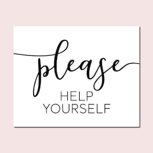 Please Help Yourself Wedding Sign: Minimalist Tabletop Decor (Digital Download)