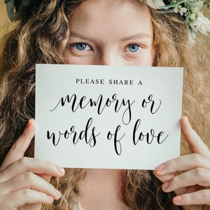 Please Share A Memory Or Words Of Love, Memorial Signs, Funeral Sign, Share A Memory Sign, Memory Signs, Memorial Decor Sign