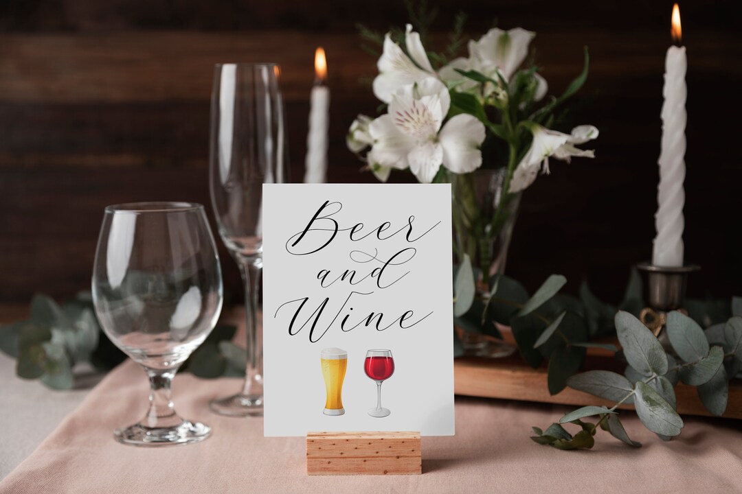 Beer and Wine Wedding Signs Wedding Bar Sign Beer Bar Wine Etsy