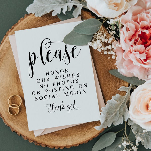 Please Honor Our Wishes, No Photos Or Posting On Social Media, Wedding Signs, Unplugged Ceremony Sign, Unplugged Sign, Wedding Download