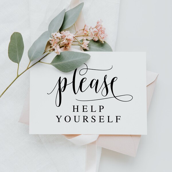 Please Help Yourself, Wedding Signs, Wedding Signage, Wedding Reception Signs, Wedding Bathroom Sign, Wedding Table Signs, Wedding Decor