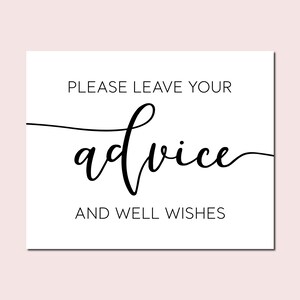 Por favor, deje sus consejos y buenos deseos, letreros de boda, decoración de bodas, letreros de recepción de boda, letrero de consejos de boda, imprimibles de boda