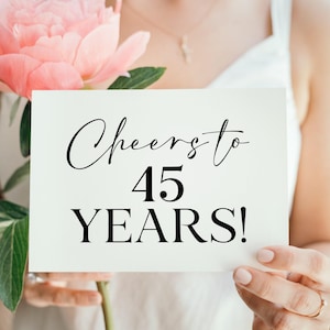 Prost auf 45 Jahre, Geburtstagskarte 45, Party Dekoration, Geburtstagsgeschenk, Mama Geburtstag Drucke, Sofort Download, Geburtstagsbrunch Schild