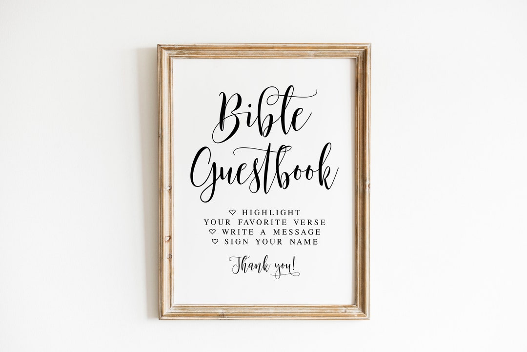 Bible Guestbook Sign, Wedding Signs, Highlight Your Favorite Verse