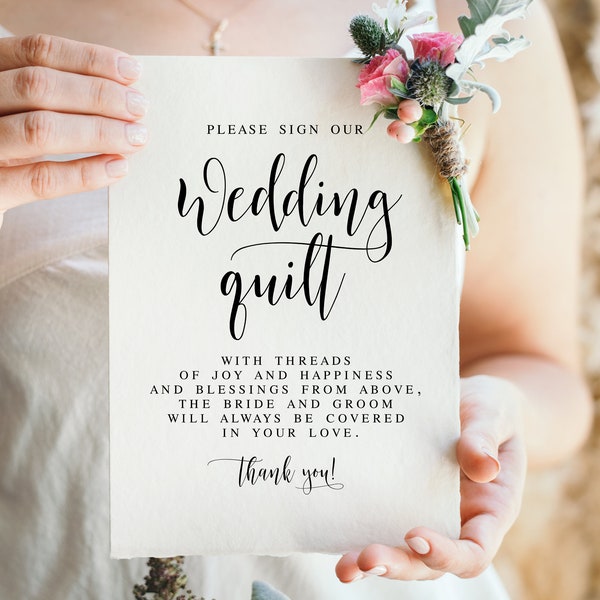 Please Sign Our Wedding Quilt, Wedding Signs, Wedding Printables, Wedding Quilt Guestbook, Quilt Guest Book Sign, Wedding Printable Signs