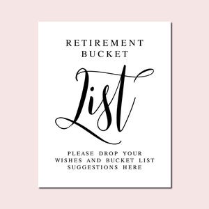 Lista dei desideri per la pensione, Cartelli per la pensione, Cartello per la festa di pensionamento, Stampe decorative per la festa di pensionamento, Lascia qui i tuoi suggerimenti per la lista dei desideri