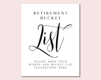 Retirement Bucket List Sign: Party Decor Prints (Digital Download)