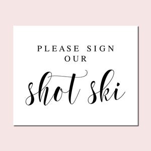 Please Sign Our Shot Ski, Modern Minimalist Wedding Signs, Wedding Printables, Wedding Signage, Wedding Reception Signs, Wedding Download