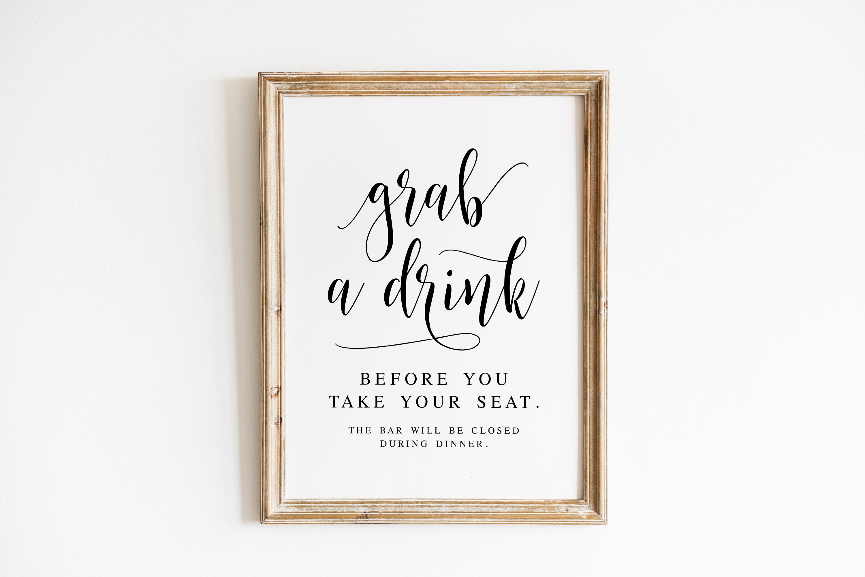 Grab A Drink Before You Take Your Seat Wedding Signs Instant Etsy