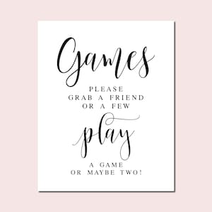 Wedding Game Sign: Modern Minimalist Reception Print (Digital Download)