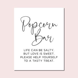 Popcorn Bar Wedding Sign: Sweet & Salty Treat (Digital Download)