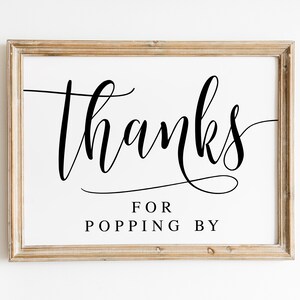Thanks For Popping By, Wedding Signs, Wedding Decor Sign, Wedding Printables, Wedding Favors Sign, Popcorn Favor Sign, Wedding Signage