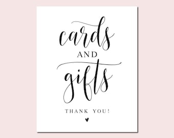 Cards and Gifts Wedding Sign: Elegant Calligraphy (Digital Download)