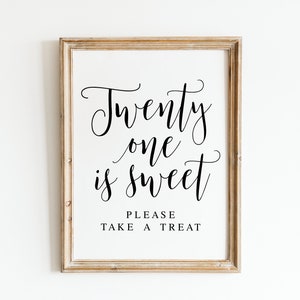 Sweet Twenty One Treat Sign: Birthday Party Decor (Digital Download)