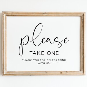 Please Take One, Thank You for Celebrating With Us, Minimalist Wedding ...