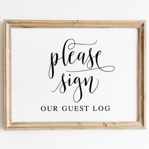 Wedding Guest Log Sign: Elegant Script (Digital Download)