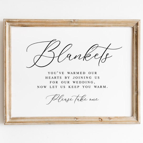 Blankets Sign, Wedding Blanket Sign, You've Warmed Our Hearts By Joining Us, Now Let Us Keep You Warm, Wedding Sayings, Wedding Decor Sign