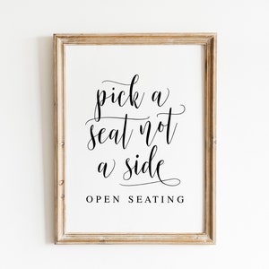 Pick A Seat Wedding Sign: Open Seating Decor (Digital Download)