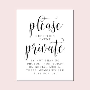 Unplugged Wedding Sign: Private Event, No Social Media (Digital Download)