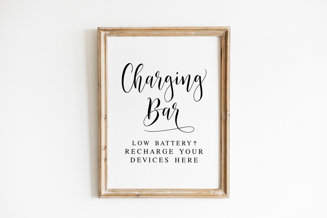 Charging Bar Wedding Sign: Minimalist Calligraphy (digital Download) - Etsy