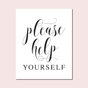 Please Help Yourself Wedding Sign: Minimalist Reception Decor (Digital Download)