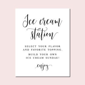 Ice Cream Station Sign: Minimalist Wedding, Bridal Shower (Digital Download)