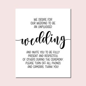 Unplugged Wedding Sign, Unplugged Ceremony Sign, Wedding Signs, Unplugged Sign, No Photos Wedding Sign, No Photos On Social Media Sign