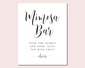 Mimosa Bar Sign: Wedding Decor Printable (Digital Download)