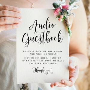 Audio Guestbook Sign, Wedding Phone Guestbook, Wedding Audio Message Guest Book, Wedding Signs, Wedding Signage, Wedding Reception Signs
