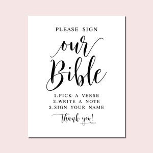 Please Sign Our Bible Wedding Sign: Minimalist Guestbook (Digital Download)