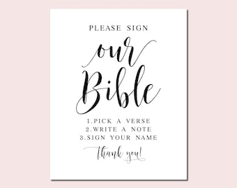 Please Sign Our Bible Wedding Sign: Minimalist Guestbook (Digital Download)