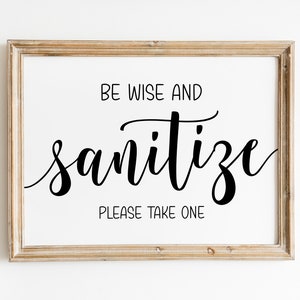 Sanitize Station Wedding Sign: Elegant Hand Lettered Print (Digital Download)