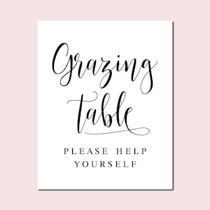 Grazing Table Sign, Please Help Yourself, Wedding Food Signs, Cheese Table Signs, Reception Signs, Wedding Signage, Wedding Meat Table Sign