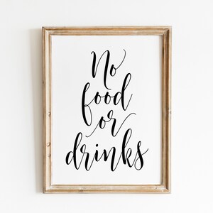 No Food Or Drinks Sign: Printable Business Decor (Digital Download)